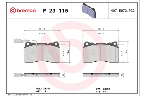 Fren Disk Balata Ön Alfa Romeo Giulietta (191)(2010->)  BREMBO P 23 115