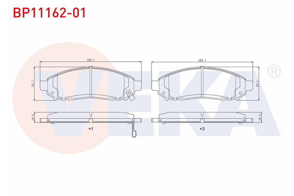 Fren Disk Balata Ön Nissan Leaf (ZE0)(01.2012->)  VEKA BP11162-01