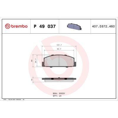 Fren Disk Balata Arka BREMBO P 49 037