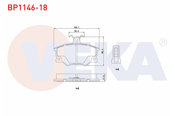 Fren Disk Balata Ön Fiat Barchetta (183)(05.1995->)  VEKA BP1146-18