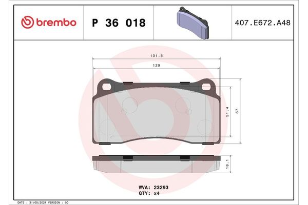 Fren Disk Balata Ön Jaguar XK (XK8/XKR) Coupe (X100)(10.1996->)  BREMBO P 36 018