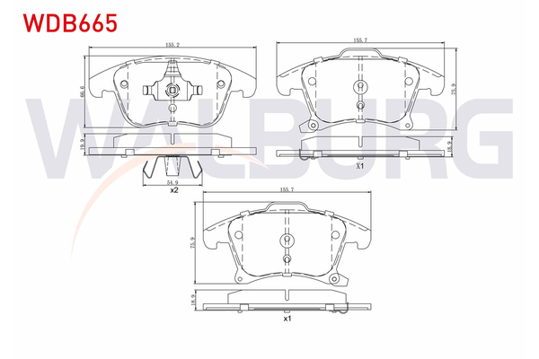 Fren Disk Balata Ön Ford Mondeo 4/5 Kapı (CNG)(2014->)  WALBURG WDB665