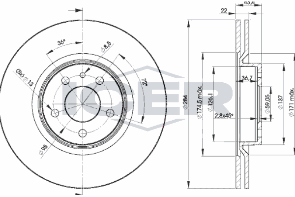 Fren Disk Ayna Ön Sağ ve Sol Alfa Romeo 164 (1988->)  FIAT ORJINAL 51937218