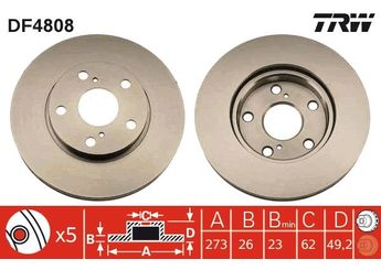 Fren Disk Ayna Ön Sağ ve Sol OTOZONE BD9037  4351202180 4351202200 4351212690 43512-02180 43512-12690