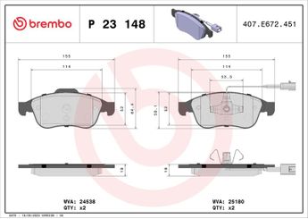 Fren Disk Balata Ön BREMBO P 23 148  77365355