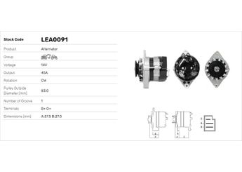 Alternatör  LUCAS ELEKTRIK LEA0091  LEA0091 1676689M92