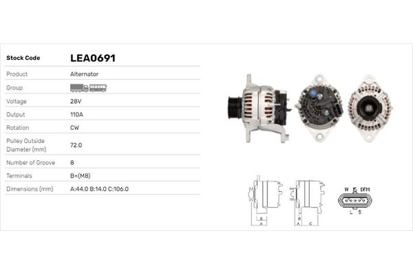 Alternatör  LUCAS ELEKTRIK LEA0691