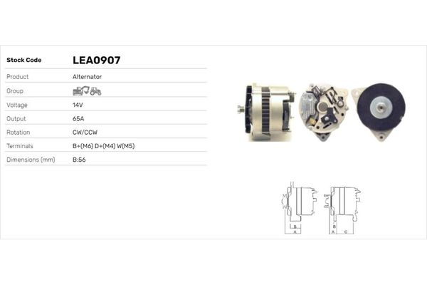 Alternatör  LUCAS ELEKTRIK LEA0907