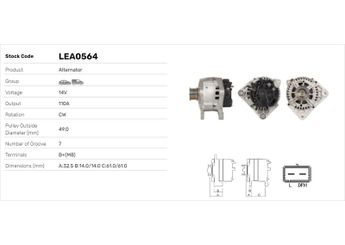 Alternatör  LUCAS ELEKTRIK LEA0564  LEA0564 7711135332 8200086161 8200290215 8200495294 8200667618