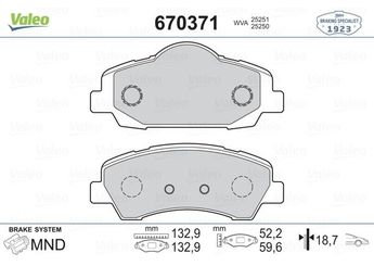 Fren Disk Balata Ön VALEO 670371  1608691380 1647863480 1612433780 1619790580 1610699280