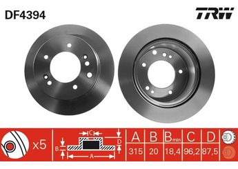 Fren Disk Ayna Arka Sağ ve Sol TRW DF4394  584113E300 58411-3E300
