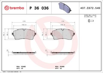 Fren Disk Balata Ön BREMBO P 36 036  J9C7133
