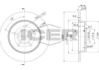Fren Disk Ayna Arka Sağ ve Sol FROW 510.1102.001  1223540 1 223 540 1252728 1 252 728 1320347 1 320 347 1373360 1 373 360 1748745 1 748 745 3M512A315AB 3M51-2A315-AB 3M512A315AE 3M51-2A315-AE