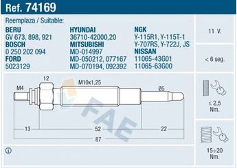 Isıtma Bujisi  ET1 ET8704  4N0184 5023129 EZD18 EZD 18 890X6M090JA 890X-6M090-JA 3671042000 36710-42000 3671042020 36710-42020 MD014997 MD-014997 MD050212 MD-050212 MD070194 MD-070194 MD077167 MD-077167 MD092392 MD-092392 1106543G01 11065-43G01 1106563G00 11065-63G00