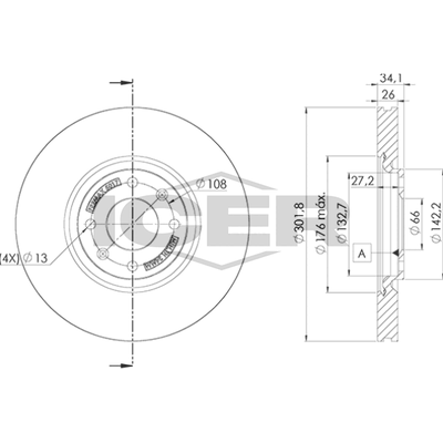 Fren Disk Ayna Ön Sağ ve Sol Peugeot 308 SW (05.2008->)  PSA ORJINAL 4249.J8