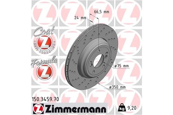 Fren Disk Ayna Arka Sol BMW 1 M Serisi Coupe (E82)(2011->)  ZIMMERMANN 150.3459.70