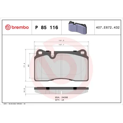 Fren Disk Balata Ön BREMBO P 85 116