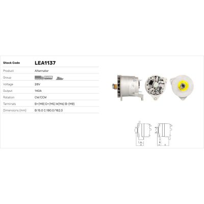 Alternatör  LUCAS ELEKTRIK LEA1137