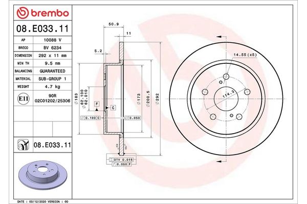 Fren Disk Ayna Arka Sağ ve Sol BREMBO 08.E033.11