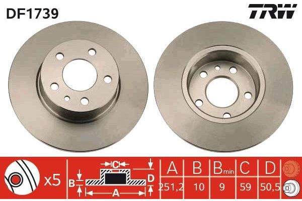 Fren Disk Ayna Arka Sağ ve Sol Alfa Romeo 164 (1988->)  TRW DF1739