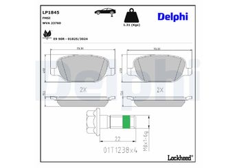 Fren Disk Balata Arka DELPHI LP1845  LP1845 71770020 77363579 77363580 77363818 77363819 77364273 9949203 77362273