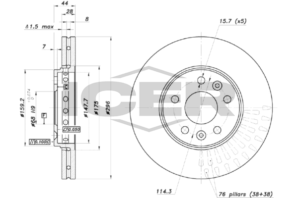 Fren Disk Ayna Ön Sağ ve Sol Nissan Primastar P.Van (11.2021->)  PSA ORJINAL 93866700