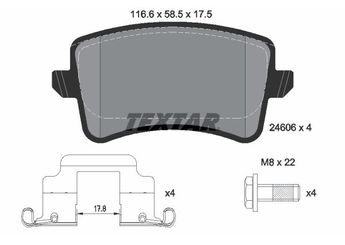 Fren Disk Balata Arka TEXTAR 2460602  8K0698451 8K0698451A WVA24606 8K0098601E 8K0098601F 8K0698451B 8K0698451C 8K0698451F