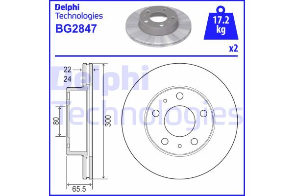 Fren Disk Ayna Ön Sağ ve Sol Peugeot Boxer (335) P.Van, Camlı (H2) Aks:3450mm (2007->)  DELPHI BG2847