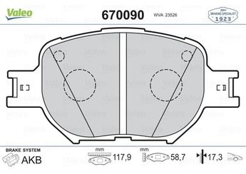 Fren Disk Balata Ön VALEO 670090  446513030 04465-13030 446520500 04465-20500 446520570 04465-20570 44652B030 04465-2B030 44652B040 04465-2B040 446532191 04465-32191 4465YZZDF 04465-YZZDF 446520540 0446520540 44652B010 044652B010 446530280 0446530280 446530300 0446530300 446530330 0446530330 446532220 0446532220 04465-30330