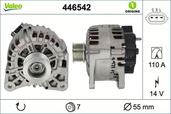 Alternatör  Nissan Cube (Z12)(08.2009->)  VALEO 446542