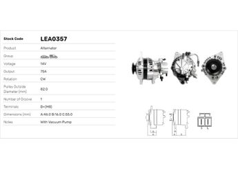 Alternatör  LUCAS ELEKTRIK LEA0357  A003T08183 A3T08183 MD160671