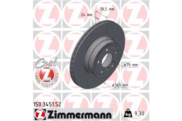 Fren Disk Ayna Arka Sağ ve Sol BMW X6 Serisi (E71/E72)(07.2008->)  ZIMMERMANN 150.3451.52