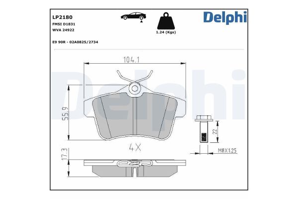 Fren Disk Balata Arka Peugeot 508 (10.2010->)  DELPHI LP2180