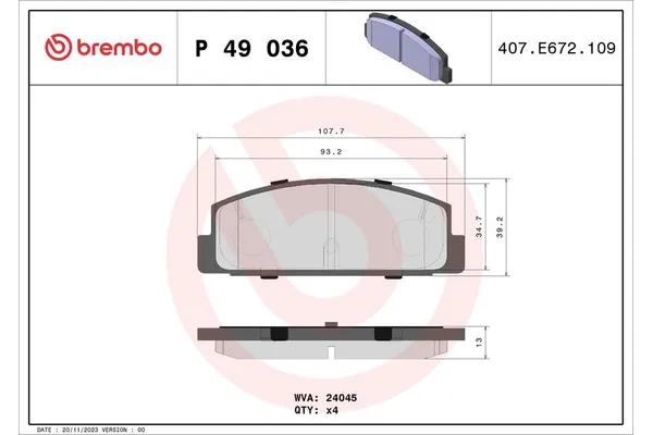Fren Disk Balata Arka BREMBO P 49 036