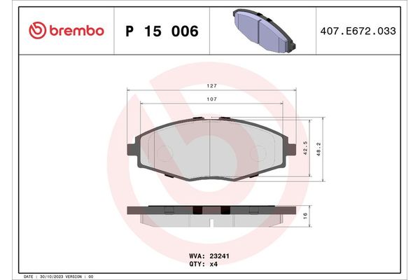 Fren Disk Balata Ön Daewoo Matiz (1997->)  BREMBO P 15 006