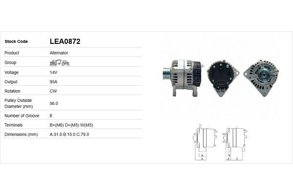 Alternatör  LUCAS ELEKTRIK LEA0872