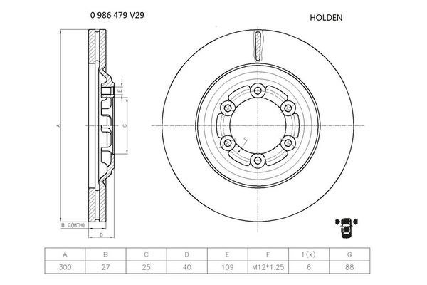 Fren Disk Ayna Ön Sağ ve Sol Isuzu D-Max (2017->)  BOSCH 0 986 479 V29