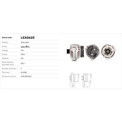 Alternatör  LUCAS ELEKTRIK LEA0625