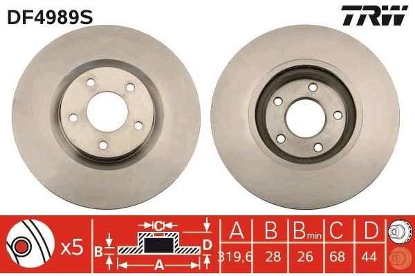 Fren Disk Ayna Ön Sağ ve Sol TRW DF4989S