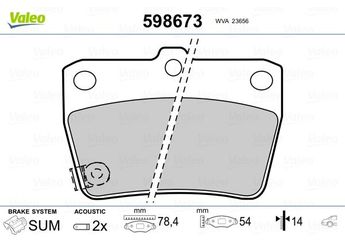 Fren Disk Balata Arka VALEO 598673  446642010 T11BJ3501080 T11-BJ3501080 04466-42010 446642020 04466-42020 446642030 04466-42030 0446642010 0446642020 0446642030 446642040 0446642040 446642050 0446642050 4466YZZD3 04466YZZD3