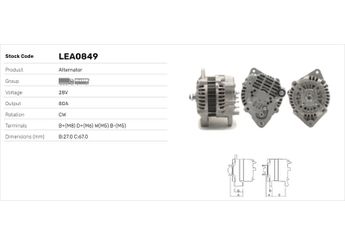 Alternatör  LUCAS ELEKTRIK LEA0849  LRA03350 A003TA8291 A003TA8291AM A003TA8291RR A3TA8291 A3TA8291AM A3TA8291RR 5001014157 5001847422 5001847425 5010306537 5010306538