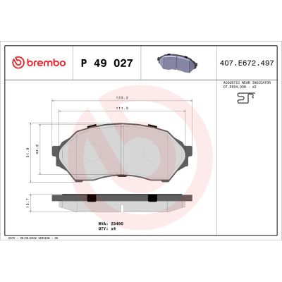 Fren Disk Balata Ön BREMBO P 49 027