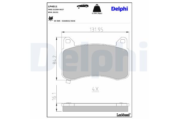 Fren Disk Balata Ön Tesla Model 3 (01.2019->)  DELPHI LP4011