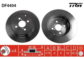 Fren Disk Ayna Arka Sağ ve Sol TRW DF4404  4243102080 42431-02080 4243102081 42431-02081 4243102082 42431-02082