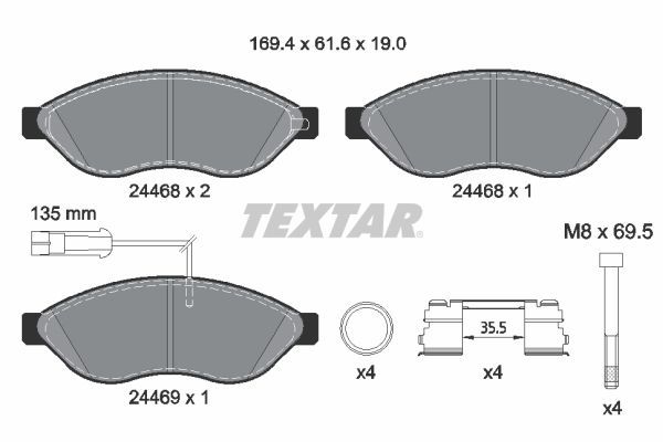 Fren Disk Balata Ön Fiat Ducato P.Van 33 (290)(04.2014->)  FIAT ORJINAL 77369119