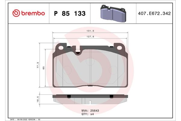 Fren Disk Balata Ön Audi Q5 (8R)(11.2008->)  BREMBO P 85 133