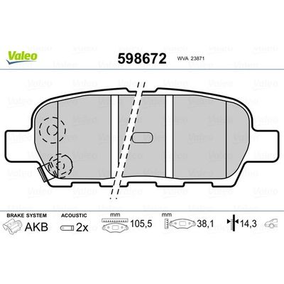 Fren Disk Balata Arka Nissan X-Trail (T30)(06.2001->)  VALEO 598672