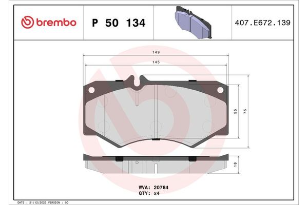 Fren Disk Balata Ön BREMBO P 50 134