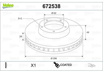 Fren Disk Ayna Ön Sağ ve Sol VALEO 672538  TOYOTA 4351233140 43512-33140 4351233130 4351206090 43512-06090 43512-33130 4351242050 43512-42050 4351242090 43512-42090 4351242100 43512-42100 4351206150
