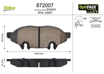 Fren Disk Balata Ön VALEO 872007  A0064204320 4216110 0004216110 64204320 0064204320 34207820 34207910 A0004216110 A0034207820 A0034207910